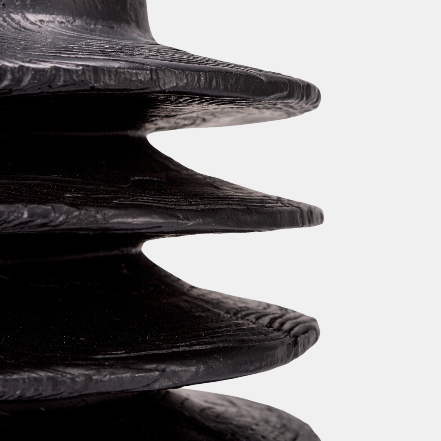 Black Resin Vase Set - Modern Tower Design with Wood