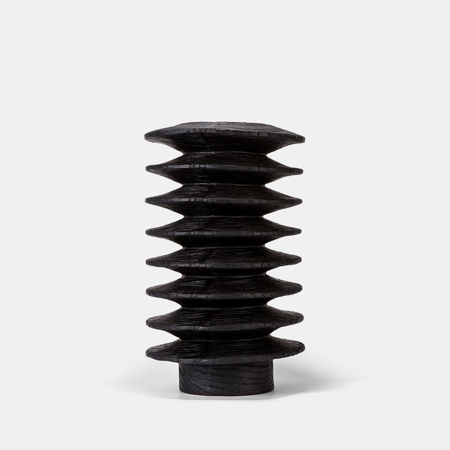 Black Resin Vase Set - Modern Tower Design with Wood