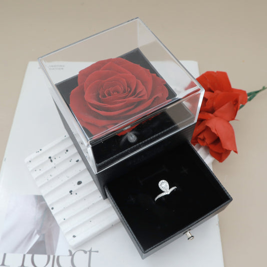 Preserved Real Rose Jewellery Box (drawer)