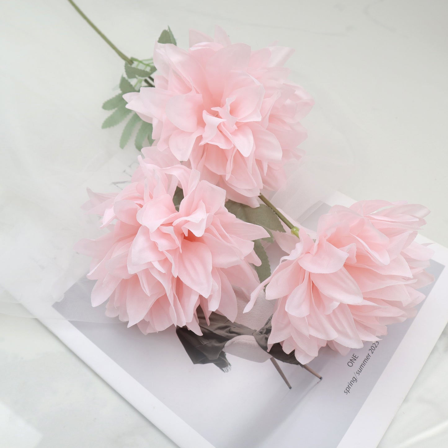 Artificial Silk Dahlia Baby Pink (3 heads)