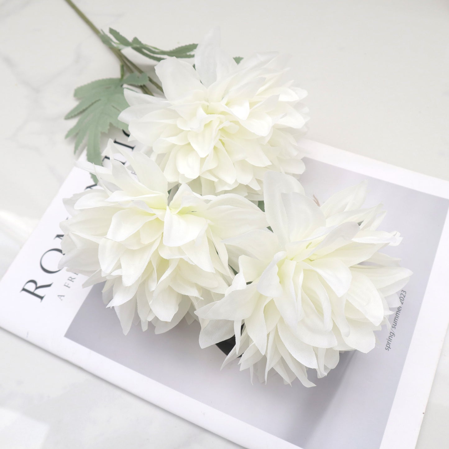 Artificial Silk Dahlia White (3 heads)