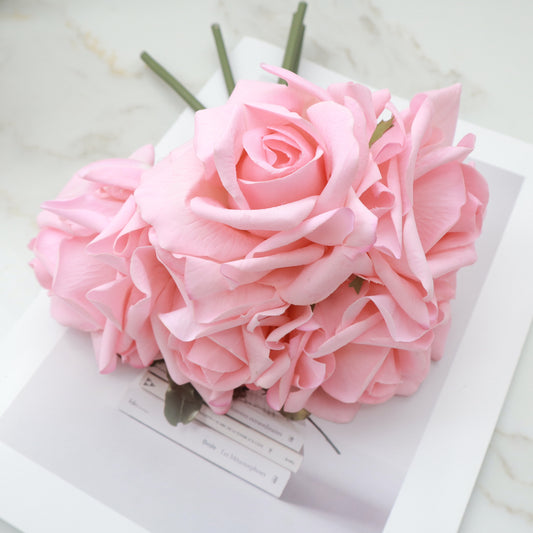 Artificial Real Touch Rose Bundle Pink 5 Stems