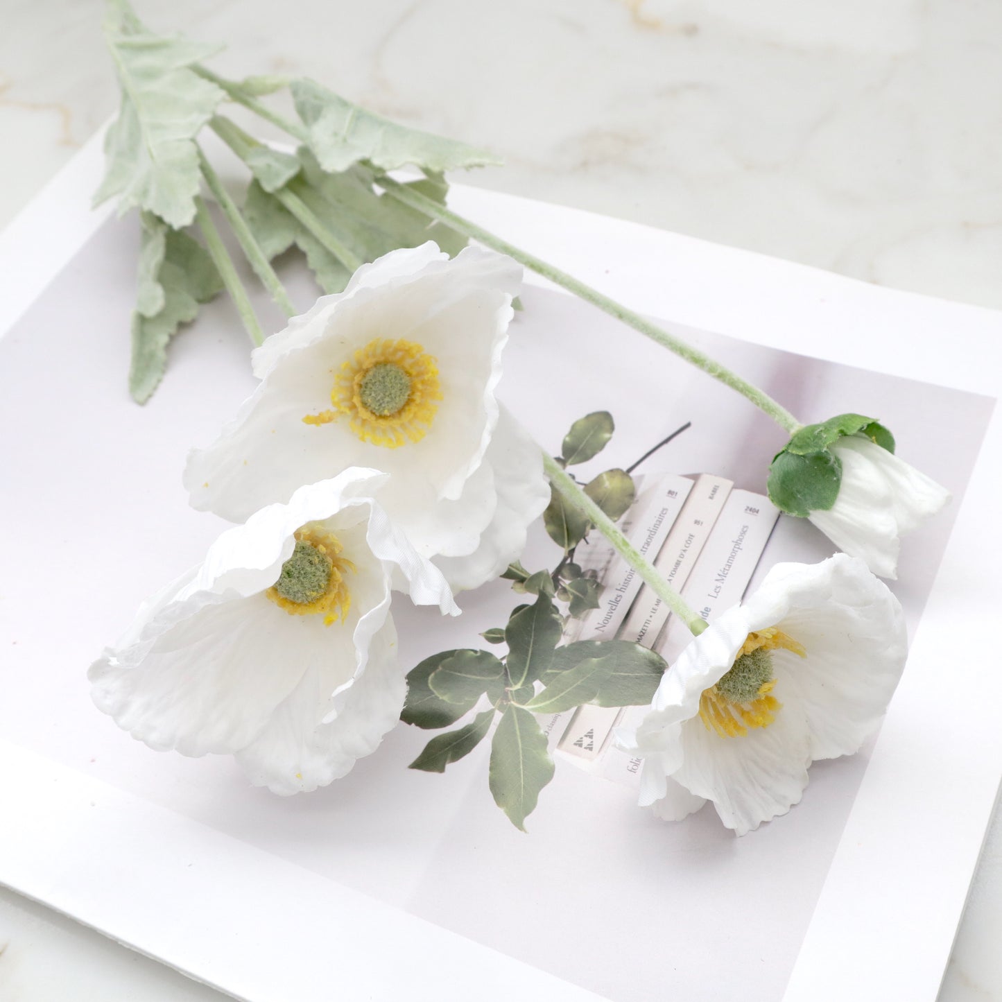 Artificial Real Touch Poppy White