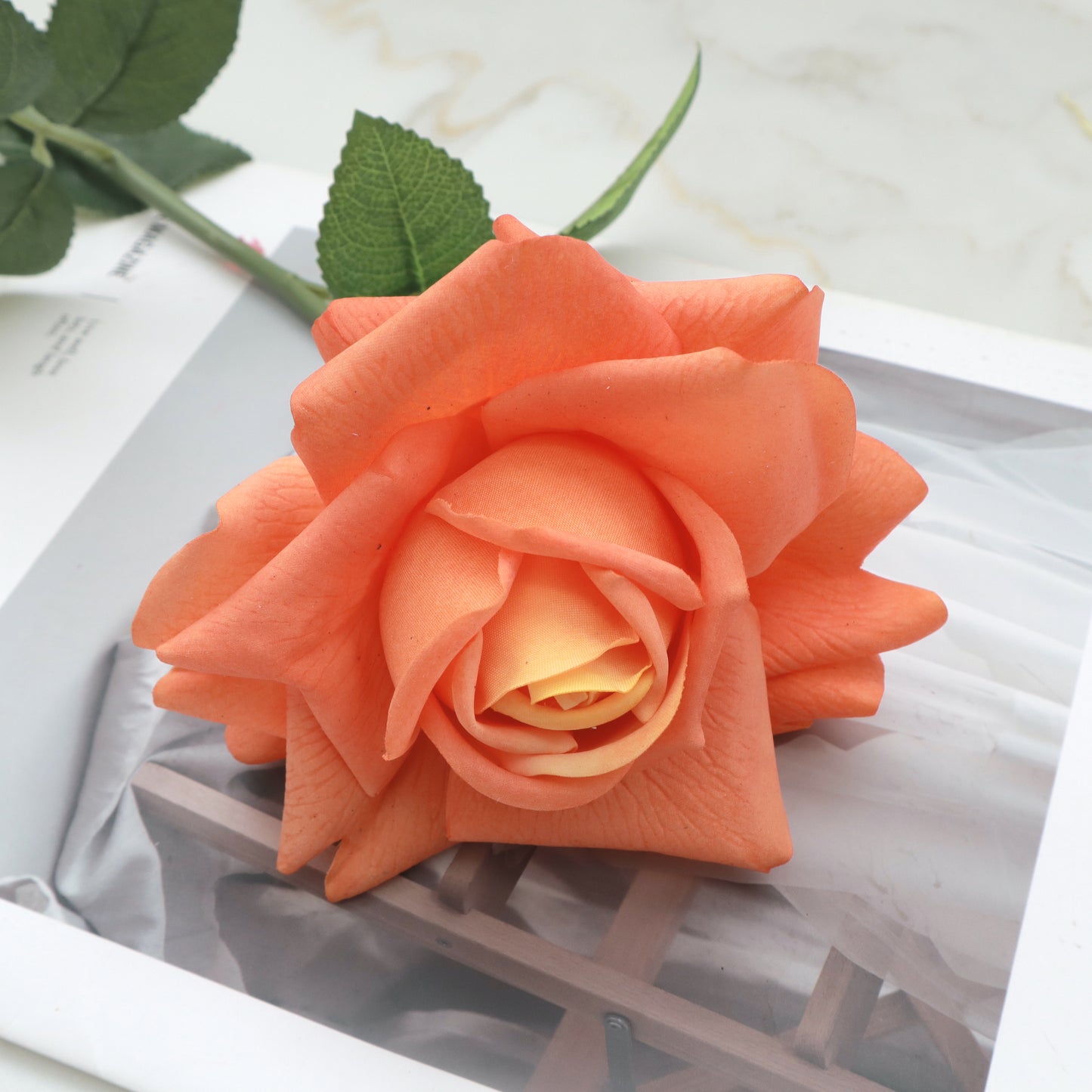 Artificial Real Touch Rose Orange